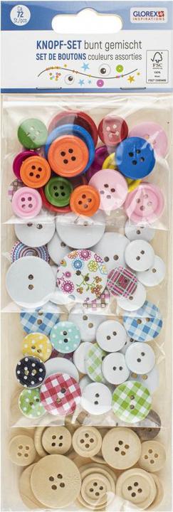 Produktbild Magni Glorex 6 1630 303 - Knopf-Set mit ca. 72 Knöpfen, bunt gemischt, in verschiedenen Grössen, aus 100 %