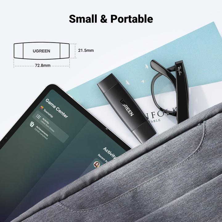 Image du produit Ugreen CM304 USB + USB-C Adapter Lecteur de cartes SD + microSD (noir) (USB-C)
