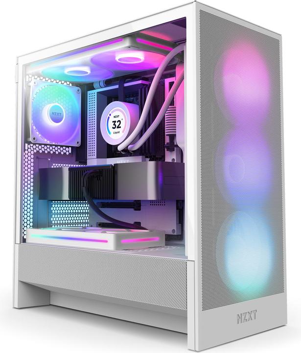 Immagine prodotto NZXT H5 Flow RGB ( 2024 ) (bianco, vetro temperato) (ATX, mATX, E-ATX, Mini-ITX)
