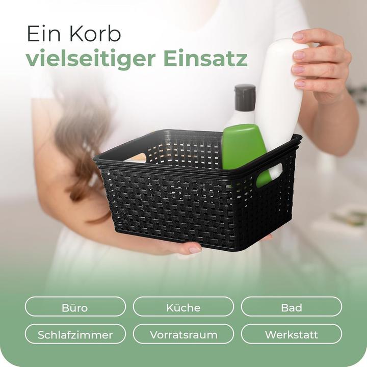 Image du produit Novaliv 3er Set Aufbewahrungsbox mit Deckel Küche 5L Schwarz Kunststoff Rattan-Optik Küche Aufbewahr (5 l)