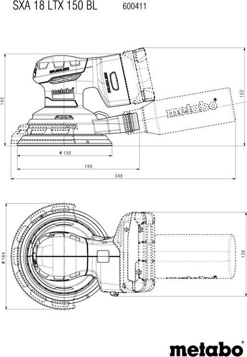 Produktbild Metabo SXA 18 LTX 150 BL (Exzenterschleifer)