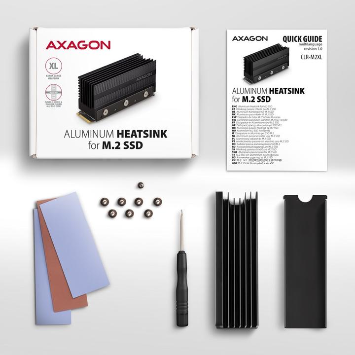 Produktbild Axagon CLR-M2XL passive - M.2 SSD, 2280 - Aluminium-Heatspreader mit Kühlrippen