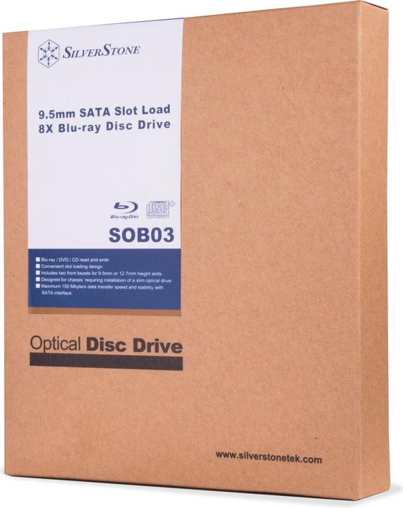 Produktbild Silverstone SST-SOB03 Slimline Slot-In Blu-Ray Kombilaufwerk (Blu-ray Laufwerk)