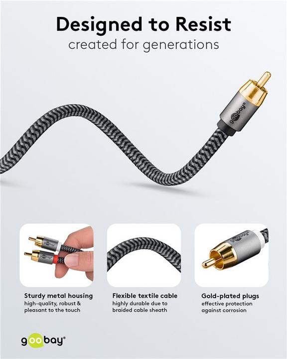 Produktbild Goobay Cinch Y-Kabel, 2 m, Sharkskin Grey (2 m, Cinch)