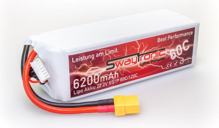 Immagine prodotto Swaytronic 6S1P 22.2V 6200mAh 60C/120C XT90 (22.20 V, 6200 mAh)