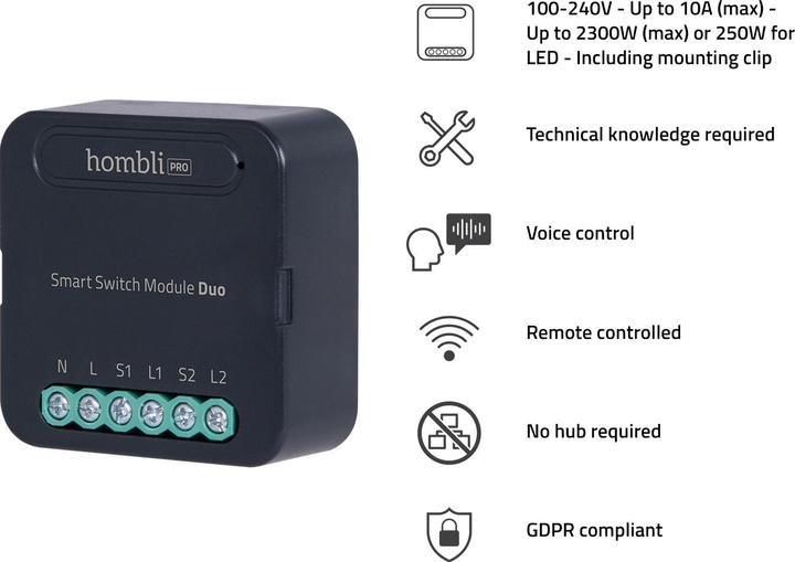 Actual product image Hombli Smart Switch Module Duo (Switch actuator)