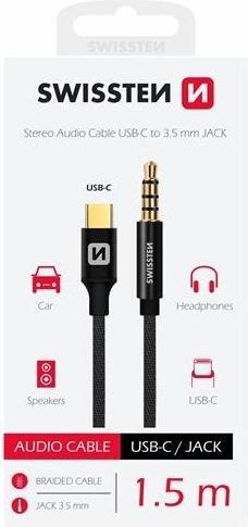 Produktbild Swissten Textile Audio Adapteris USB-C / 3 / (USB Typ C, 3.5mm Klinke)