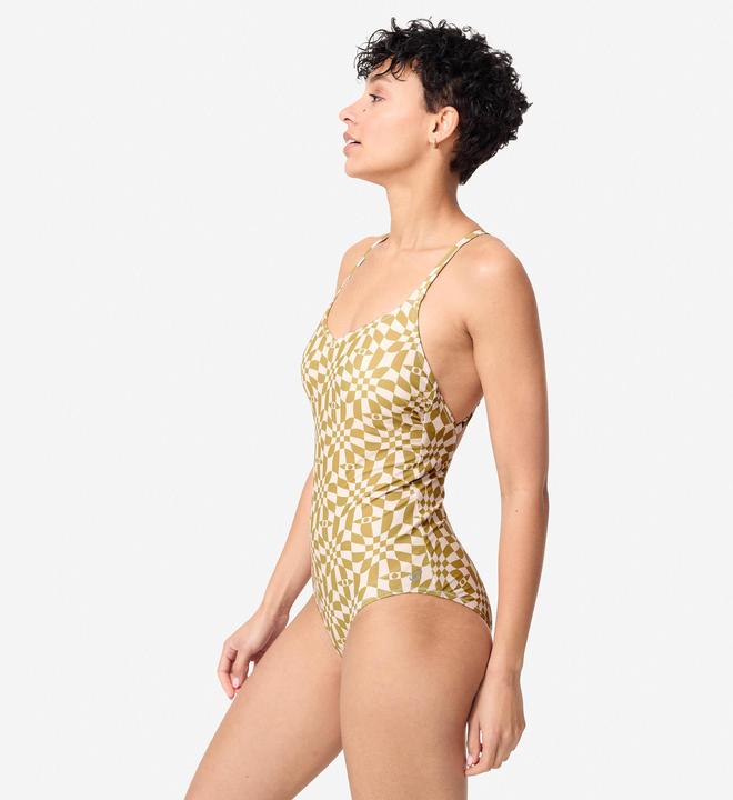 Actual product image Nabaiji Badeanzug Damen - Lila Psychodam olivgrün (XL)