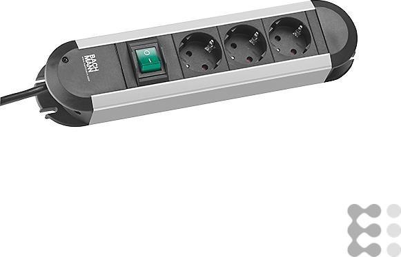 Produktbild Bachmann Steckdosenleiste PRIMO CLASSIC ALU, 3-fach mit (3 x, CEE 7/3, 2 m)