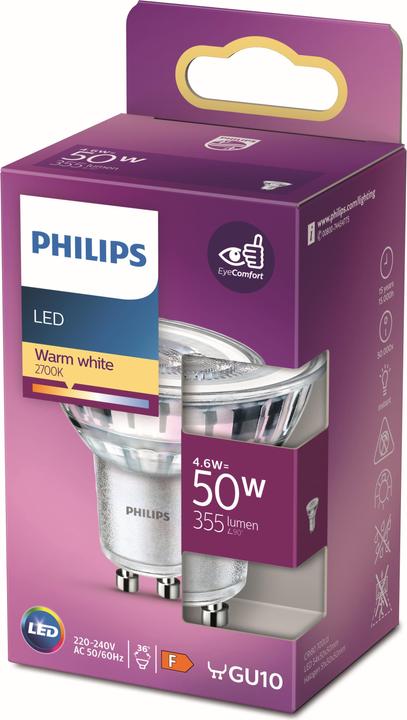 Actual product image Philips Spot (GU10, 4.60 W, 355 lm, 1 x, F)