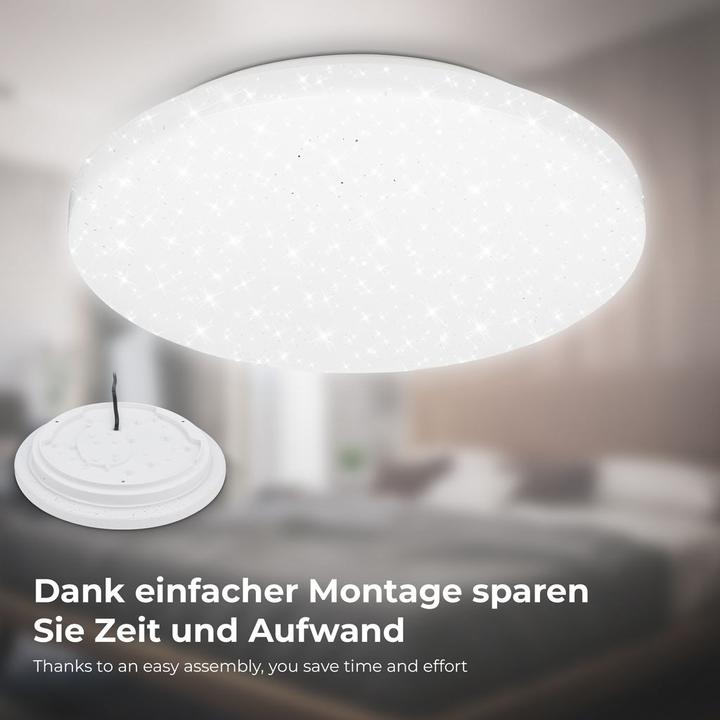 Actual product image B.K.Licht LED ceiling light, starry sky white, IP44 (1300 lm)