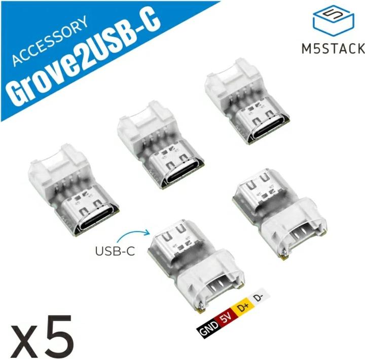 Immagine prodotto M5Stack Adattatore da Grove a USB-C 5 pezzi