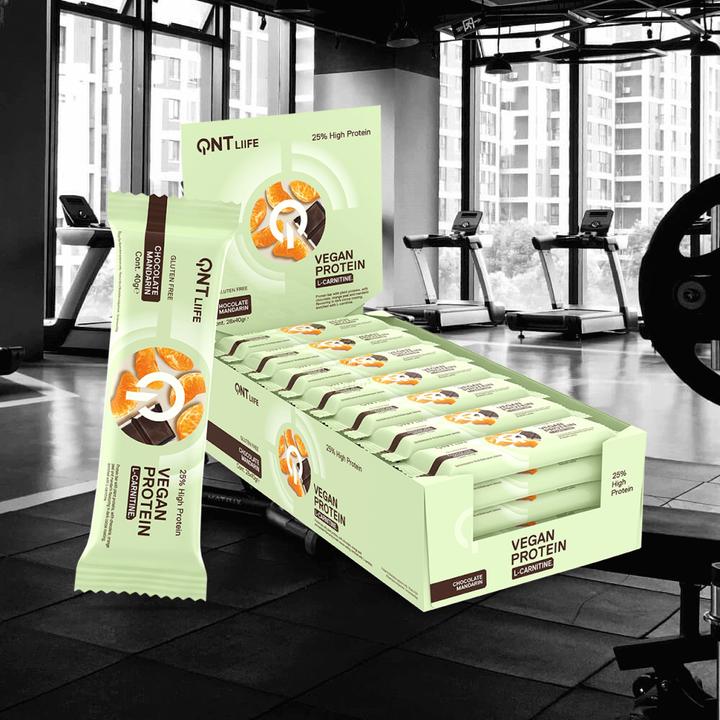 Image du produit QNT Vegan Protein Bar + L-Carnitine (Chocolat Mandarine, 28 pcs, 1120 g)