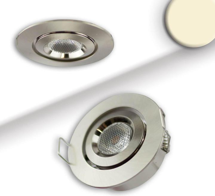 Produktbild Isoled LED Einbauleuchte MiniAMP Alu gebürstet, 3W, 12V DC, warmweiss, dimmbar, 100cm Kabel