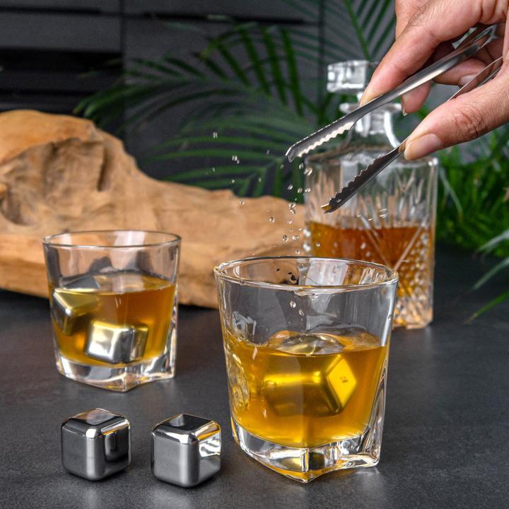 Actual product image Intirilife 6x Whiskey Stones in SILVER (Whisky stones)