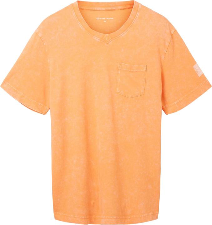 Produktbild Tom Tailor T-Shirt Kurzarmshirt mit V-Ausschnitt, ausgewaschener Optik und Brusttasche (XXL)