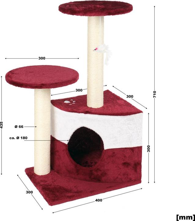 Produktbild Wiltec Kratzbaum Rot 71cm Katzenkratzbaum Katzenbaum Kletterbaum Katze (71 cm, Rot)