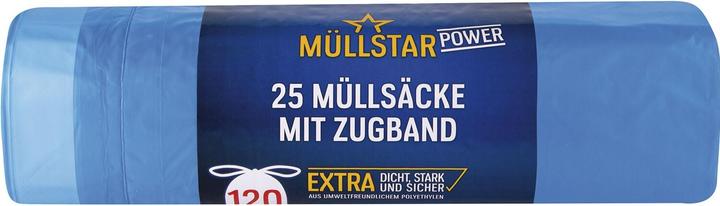 Produktbild HNAT Müllsäcke mit Zugband 120 Liter 30 my 700 x 1000 mm blau (120 l)