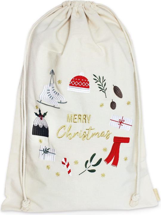 Image du produit Papierdrachen Geschenksäckchen zu Weihnachten - Cremefarben bunt (Papier cadeau, 1 x)