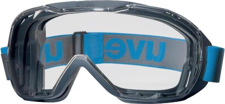Actual product image Uvex Safety megasonic goggles, clear visor, grey/blue.