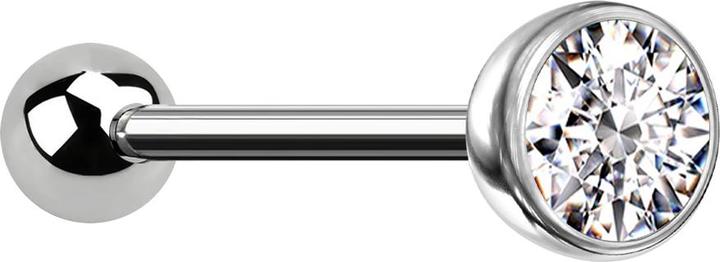 Produktbild Star Piercing Micro Threadless Barbell silber mit Kugel und Kugel mit Kristall silber (Titan G23, ohne Messing)