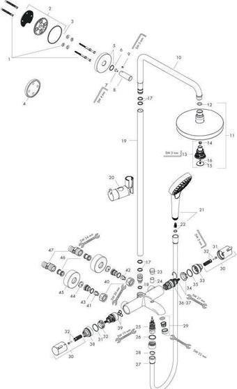 Immagine prodotto hansgrohe HG Tubo doccia CROMA SELECT S 180 2jet DN 15, per vasca da bagno bianco/cromo