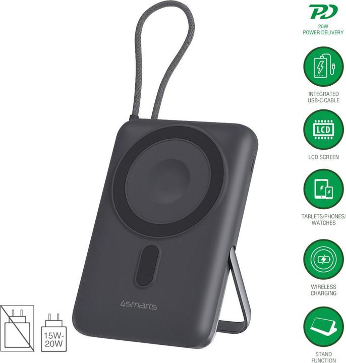 Actual product image 4smarts Wireless Powerbank Enterprise Pocket spacegrau (10000 mAh, 22.50 W, 37 Wh)