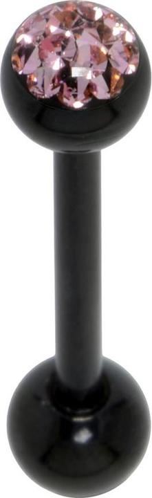 Image du produit Bijouteria Piercing langue (Cristallin, Revêtement PVD (noir), Acier chirurgical 316L, Résine époxy)