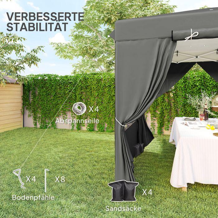 Actual product image Swisshandel24 Faltpavillon 2,5x2,5m, wasserabweisend, mit 4 Seitenteilen, Dunkelgrau (250 cm, 250 cm)
