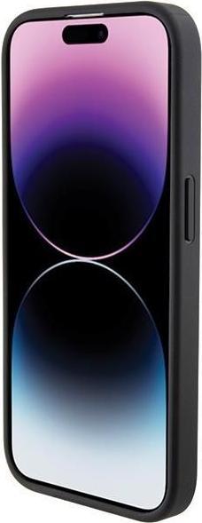 Actual product image BMW BMHCP15L22RDPK iPhone 15 Pro 6.1" czarny/black hardcase Leather Textured & Stripe (Apple iPhone 15 Pro)