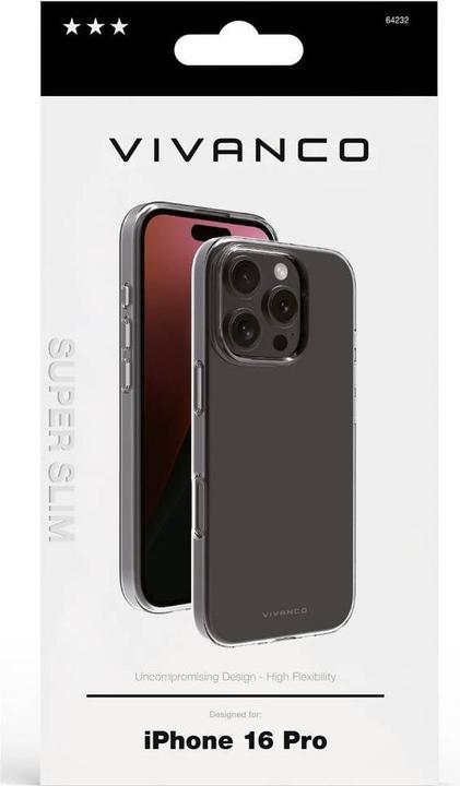 Actual product image Vivanco SUPER SLIM cover for iPhone 16 Pro, transparent (Apple iPhone 16 Pro)