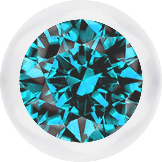 Produktbild Star Piercing Micro Kugel transparent mit Kristall aqua (Bioflexohne Messing, ohne MessingChirurgenstahl 316L)