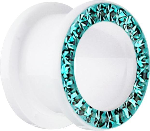 Immagine prodotto Star Piercing Tunnel bianco carne con cristalli turchesi e strato protettivo epossidico (senza ottone, Acrilico)