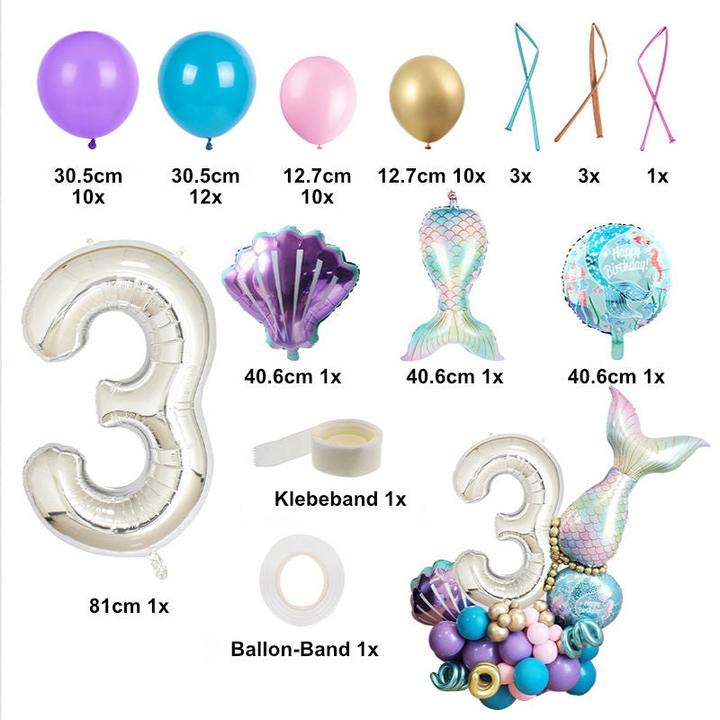 Actual product image Hermex Mermaid Balloon Set Birthday Balloon Mermaid Set Number