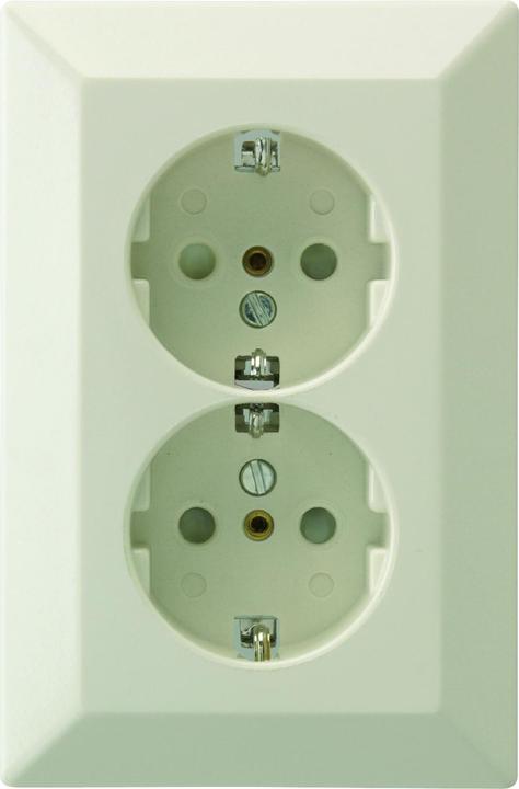 Produktbild REV Düwi Standard Quadro Steckdose 2fach mit Kindersicherung cremeweiss komplett AL