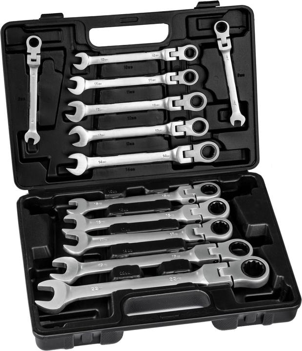 Produktbild tectake Ratschenschlüssel Set (8 mm, 9 mm, 10 mm, 11 mm, 12 mm, 13 mm, 14 mm, 15 mm, 16 mm, 17 mm, 19 mm, 22 mm)