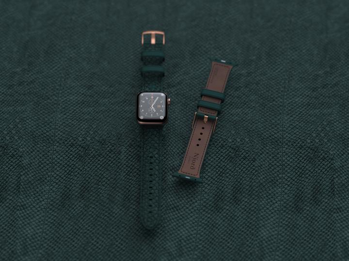 Actual product image Njord Jord Watch Strap For (40 mm, 41 mm, Stainless steel fastener, Salmon leather, Vegan Leather, Apple Watch)