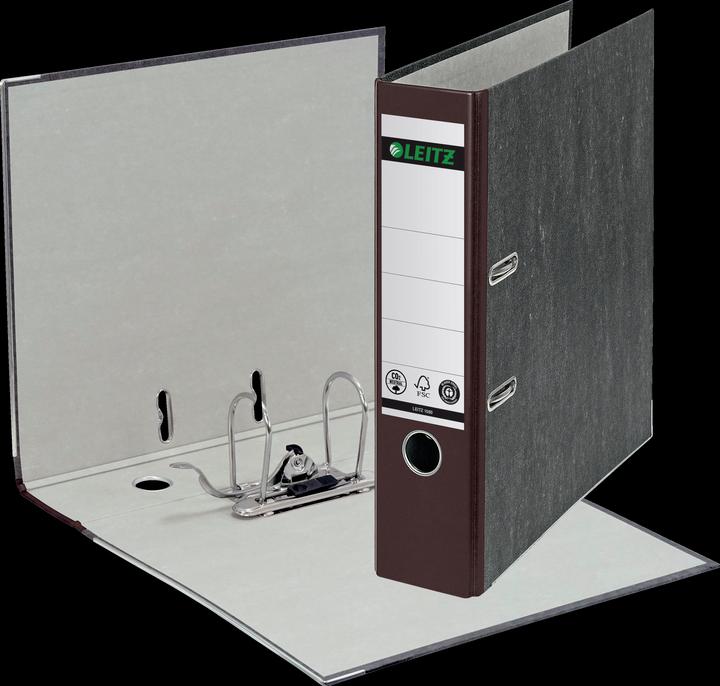 Actual product image Leitz Cloud marble folder, 180 degree, DIN A4, 80 mm, brown colored spine, cardboard cover, outside (A4, 80 mm, 1 Piece)