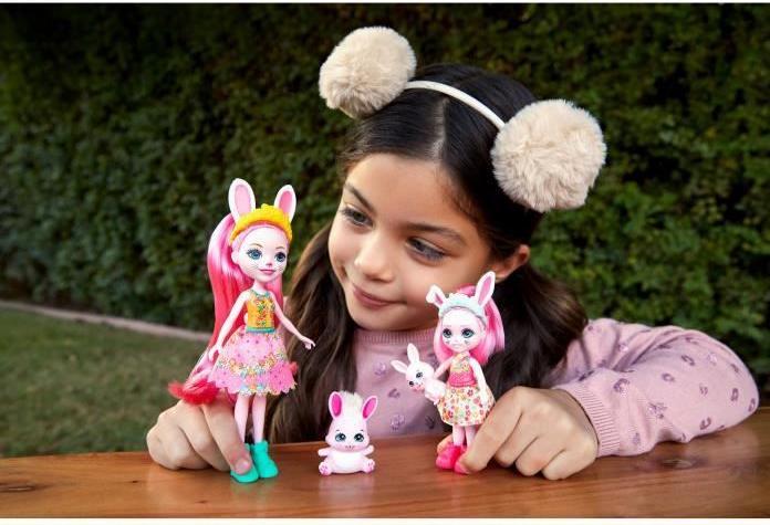 Actual product image Enchantimals Bree bunny doll and little sister