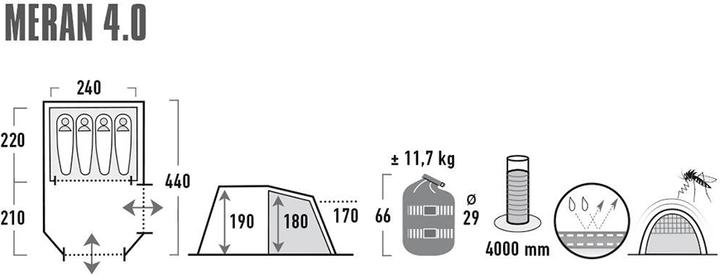 Immagine prodotto High Peak Tenda Merano 4.0 (Tenda a tunnel, 11.70 kg, 4 persone)