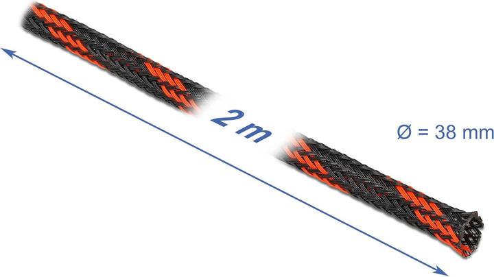 Immagine prodotto Delock Tubo intrecciato espandibile 2 m x 38 mm nero-rosso (Tubo cavi, 200 cm)