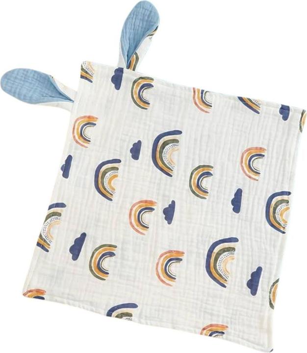 Milkii Doudou en coton mousseline, Arc-en-ciel - Bleu