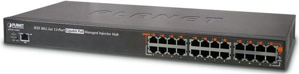 Produktbild Planet Injector Hub 12-Port GB 802.3at POE+ (802.3at (PoE+), 360 W)