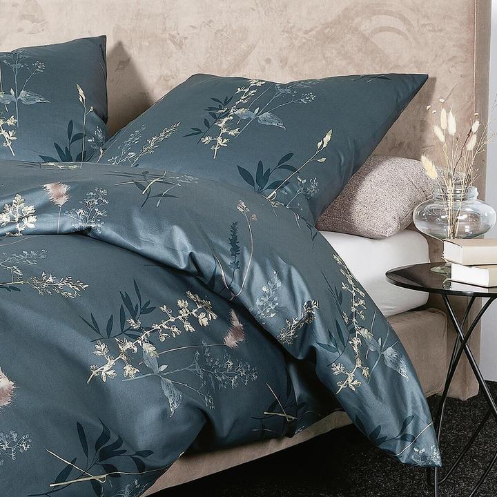 Immagine prodotto Janine Mako satin bed linen moments 98114 nightshade blu (Set di biancheria da letto, 155x200 cm + 80x80 cm)