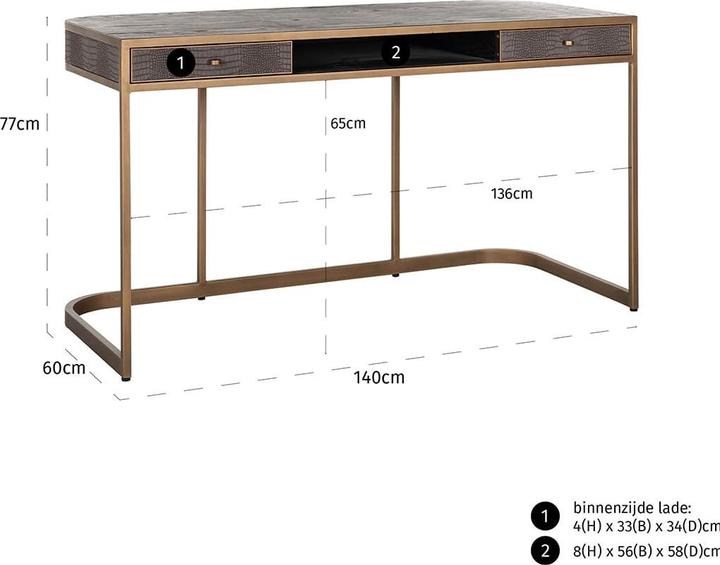 Image du produit Richmond Interiors Bureau Classio or 140 (140 x 60 x 77 cm)