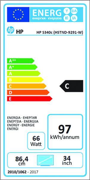 Energie-Label HP EliteDisplay S340c (3440 x 1440 Pixel, 34")