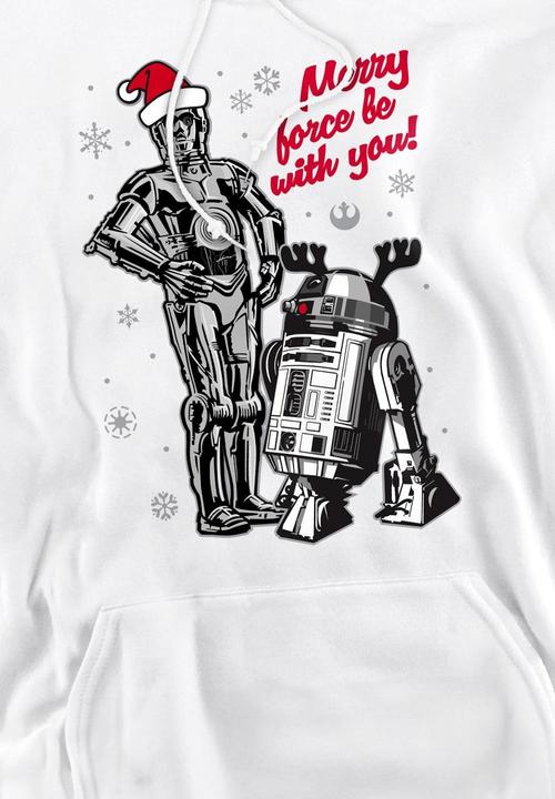 Actual product image Star Wars Mens Merry Christmas Droids Hoodie (M)