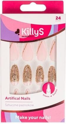 Actual product image KillyS Artificial Nails Stiletto Golden Glitter French