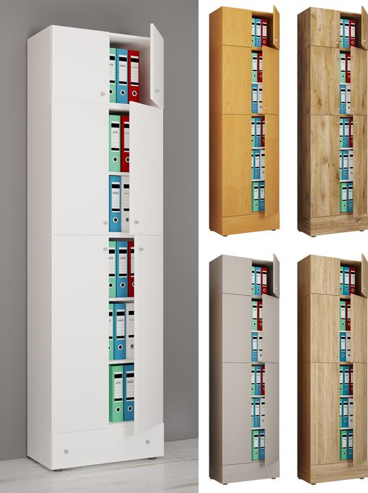 Immagine prodotto VCM Armadio per ufficio Armadio per archiviazione Lona 5 cassetti superiori con ante a battente (70 x 39 x 240 cm)