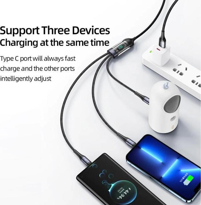 Image du produit Usams US-SJ600 U83 3IN1 Transparent Digital Display PD100W Fast Charging & Data Cable 1.2m C To C+L+M (1.20 m, USB 2.0)